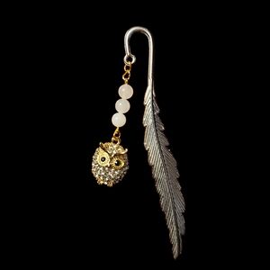 Give A Hoot Crystal Feather Bookmark